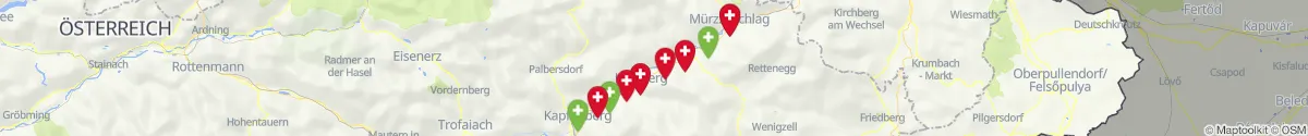 Kartenansicht für Apotheken-Notdienste in der Nähe von Krieglach (Bruck-Mürzzuschlag, Steiermark)